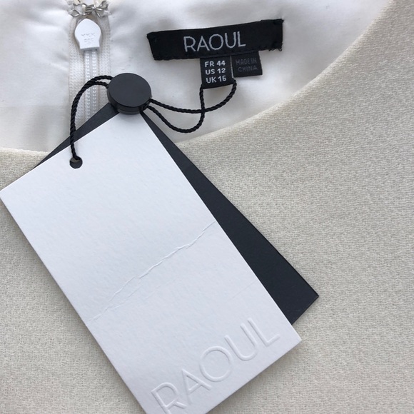 Raoul Black Ivory Wool Marcelle Flounce Dress - Picture 6 of 9